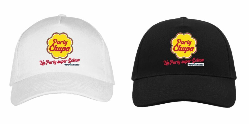 2 cappellini con logo party chupa